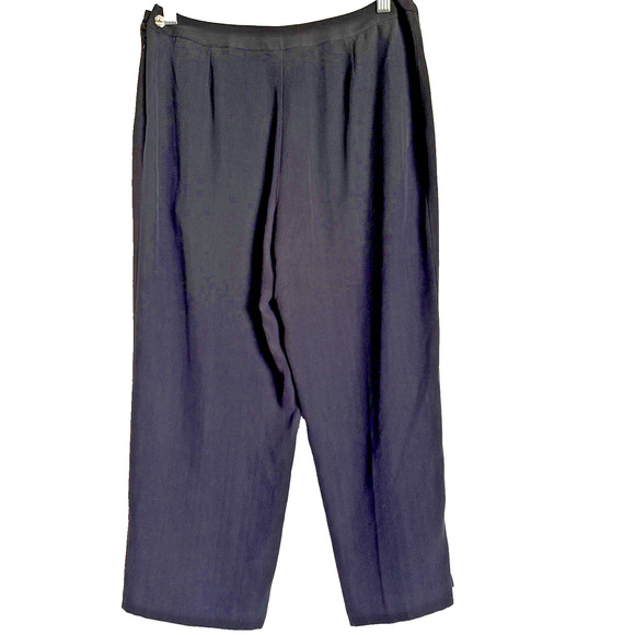 Tommy Bahama Women's Sz 6 100% Silk Wide Leg Capri Length Pants Black Pull On - Picture 9 of 11